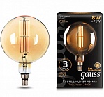 Лампа Gauss LED Vintage Filament G200 8W E27 200*300mm Golden 780lm 2400K 1/6 153802008