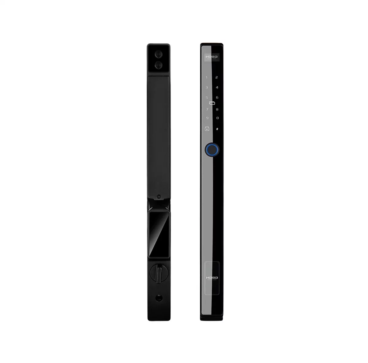 Электронный биометрический замок HOGO V01 - лучшее решения для различных видов дверей благодаря узким панелям и межосевому расстоянию 85 мм