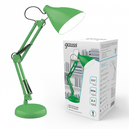 Светильник настольный Gauss модель GTL003 60W 220-240V E27 зеленый струбцина и основание 1/12 GT0033