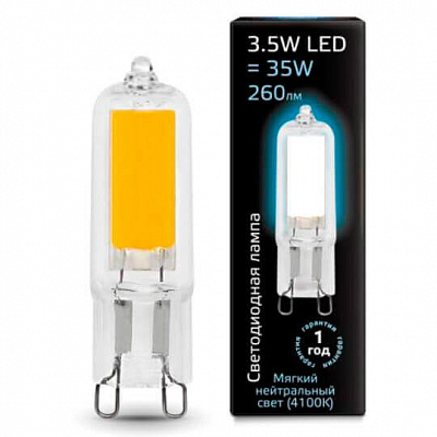 Лампа Gauss LED G9 AC220-240V 3.5W 260lm 4100K Glass 1/10/200 107809203