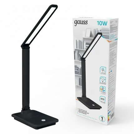 Светильник настольный Gauss модель GTL202 10W 550lm 3000-6000K 170-265V черный диммируемый USB LED 1/8/32 GT2022