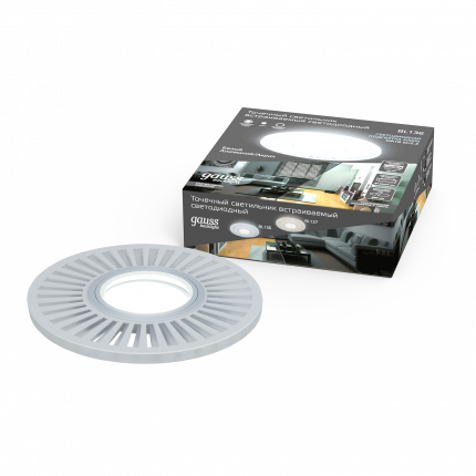 Светильник Gauss Backlight BL136 Кругл./узор. Белый, Gu5.3, 3W, LED 4000K 1/40 BL136