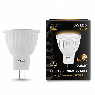 Лампа Gauss LED MR11 GU4 3W 290lm 2700K 1/10/100 132517103