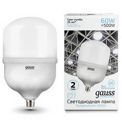 Лампа Gauss Elementary LED T160 E27 60W 5600lm 180-240V 6500K 1/6 63236