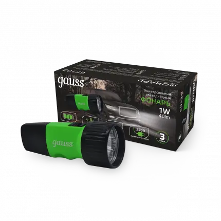 Фонарь ручной Gauss модель GFL103 1W 40lm NI-MH 250mAh LED 1/12/72 GF103