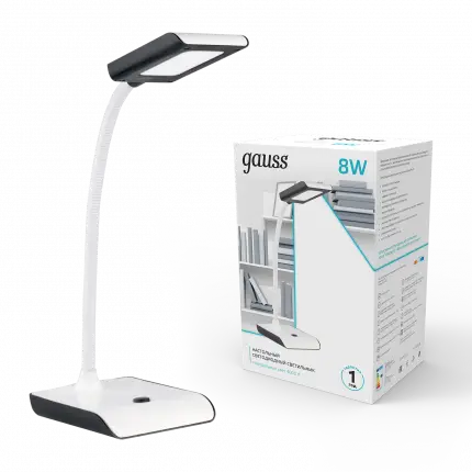 Светильник настольный Gauss модель GTL101 8W 550lm 4000K 220-240V белый c черным LED 1/20 GT1012