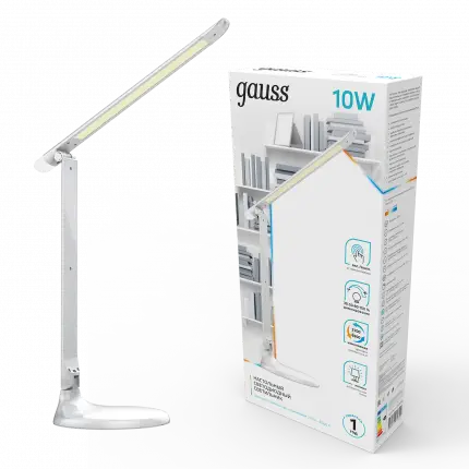 Светильник настольный Gauss модель GTL204 10W 550lm 2700-6500K 170-265V белый диммируемый + ночник LED 1/10/30 GT2041