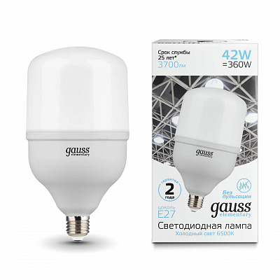 Лампа Gauss Elementary LED T120 E27 42W 3700lm 180-240V 6500K 1/12 63234