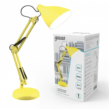 Светильник настольный Gauss модель GTL003 60W 220-240V E27 желтый струбцина и основание 1/12 GT0035