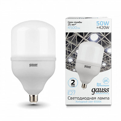 Лампа Gauss Elementary LED T140 E27 50W 4500lm 180-240V 6500K 1/8 63235