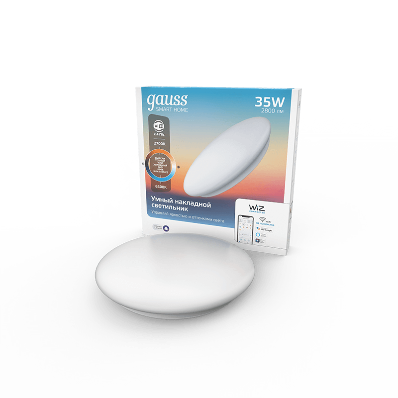 Cветильник Gauss Smart Home наст-потол 35W 2800lm 2700-6500К 198-264V IP20 400*70мм изм.цвет.тем.+дим LED 1/5 2060112