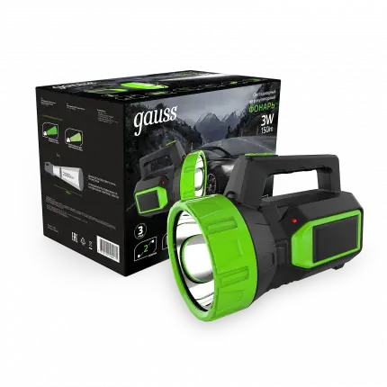 Фонарь прожекторный Gauss модель GFL604 3W 150lm lead acid 900mAh LED 1/10/40 GF604