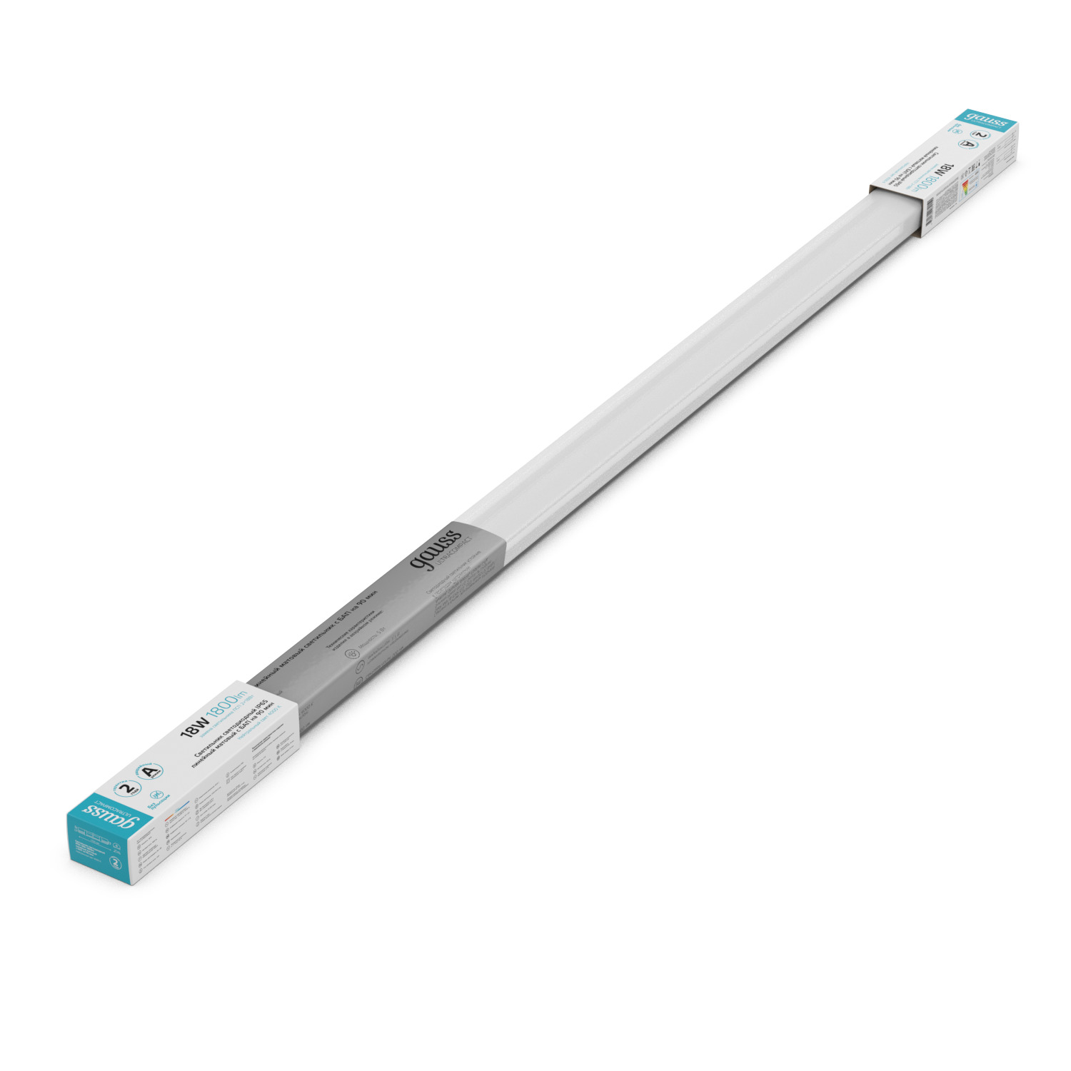 Светильник LED Gauss IP65 1035*39*31,5мм 18Вт 1800lm 4000К ULTRACOMPACT линейный матовый с БАП 90 мин 1/20 143424218A