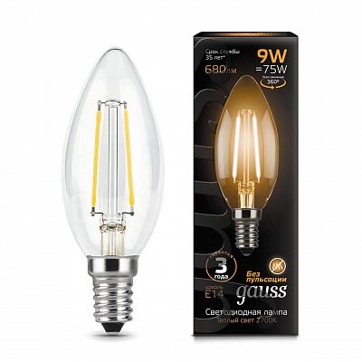 Лампа Gauss LED Filament Свеча E14 9W 680lm 2700К 1/10/50 103801109