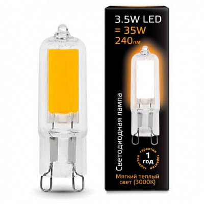 Лампа Gauss LED G9 AC220-240V 3.5W 240lm 3000K Glass 1/10/200 107809103