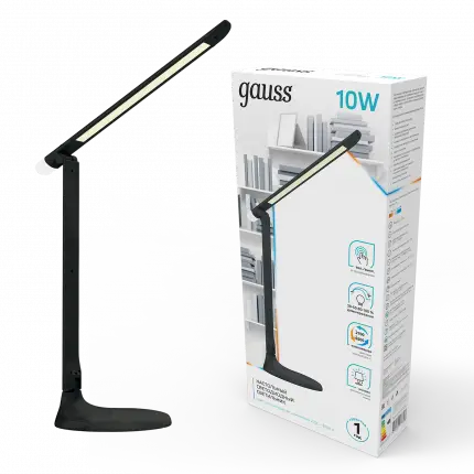 Светильник настольный Gauss модель GTL204 10W 550lm 2700-6500K 170-265V черный диммируемый+ ночник LED 1/10/30 GT2042
