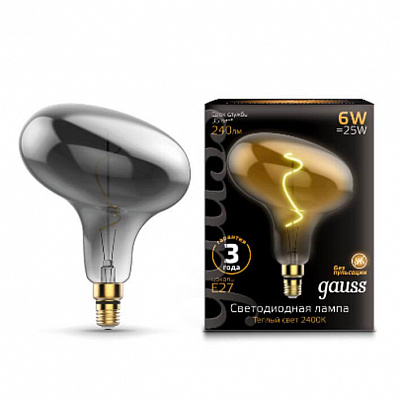 Лампа Gauss Led Vintage Filament Flexible FD180 6W E27 220*280mm Gray 2400K 1/6 165802008