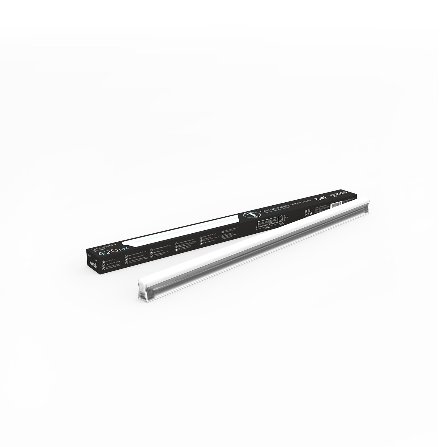 Светильник GAUSS LED TL линейный матовый 5W 4000K 312х22х37, 420лм 1/25 130511205