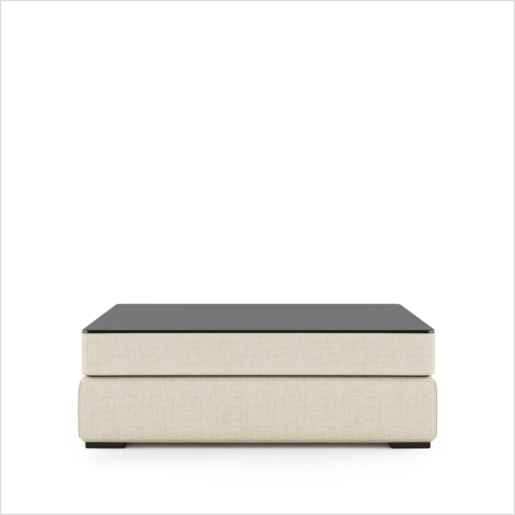 PLAT POUF WITH GLASS SQUARE TRAY