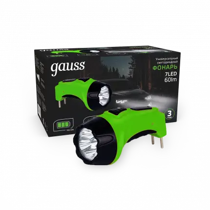 Фонарь ручной Gauss модель GFL105 7LED 60lm lead acid 700mAh LED 1/12/72 GF105