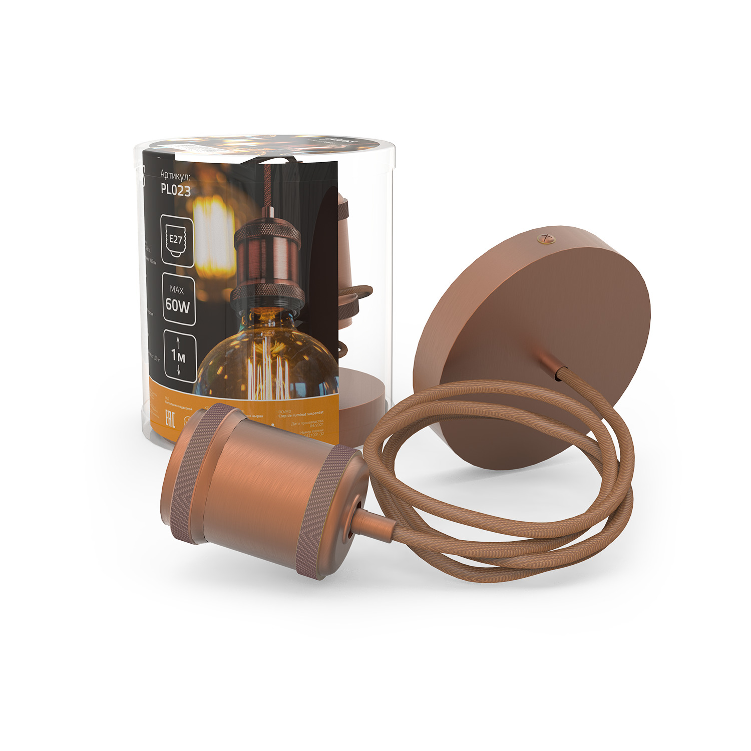Светильник подвесной Gauss Decor PL023 медный E27, 1 м, 1/40 PL023