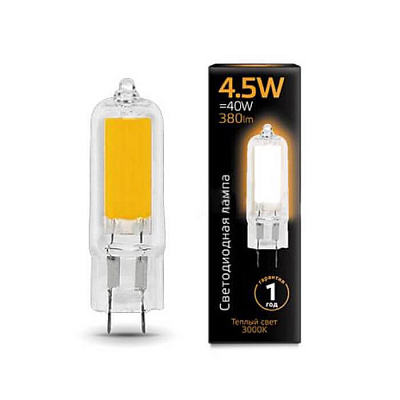 Лампа Gauss LED G4 AC220-240V 4.5W 380lm 3000K Glass 1/10/200 107807104