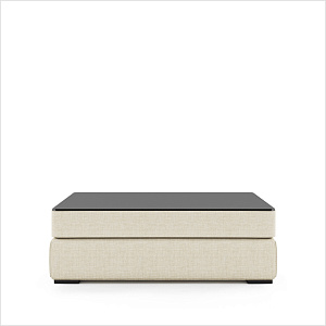 PLAT POUF WITH GLASS SQUARE TRAY